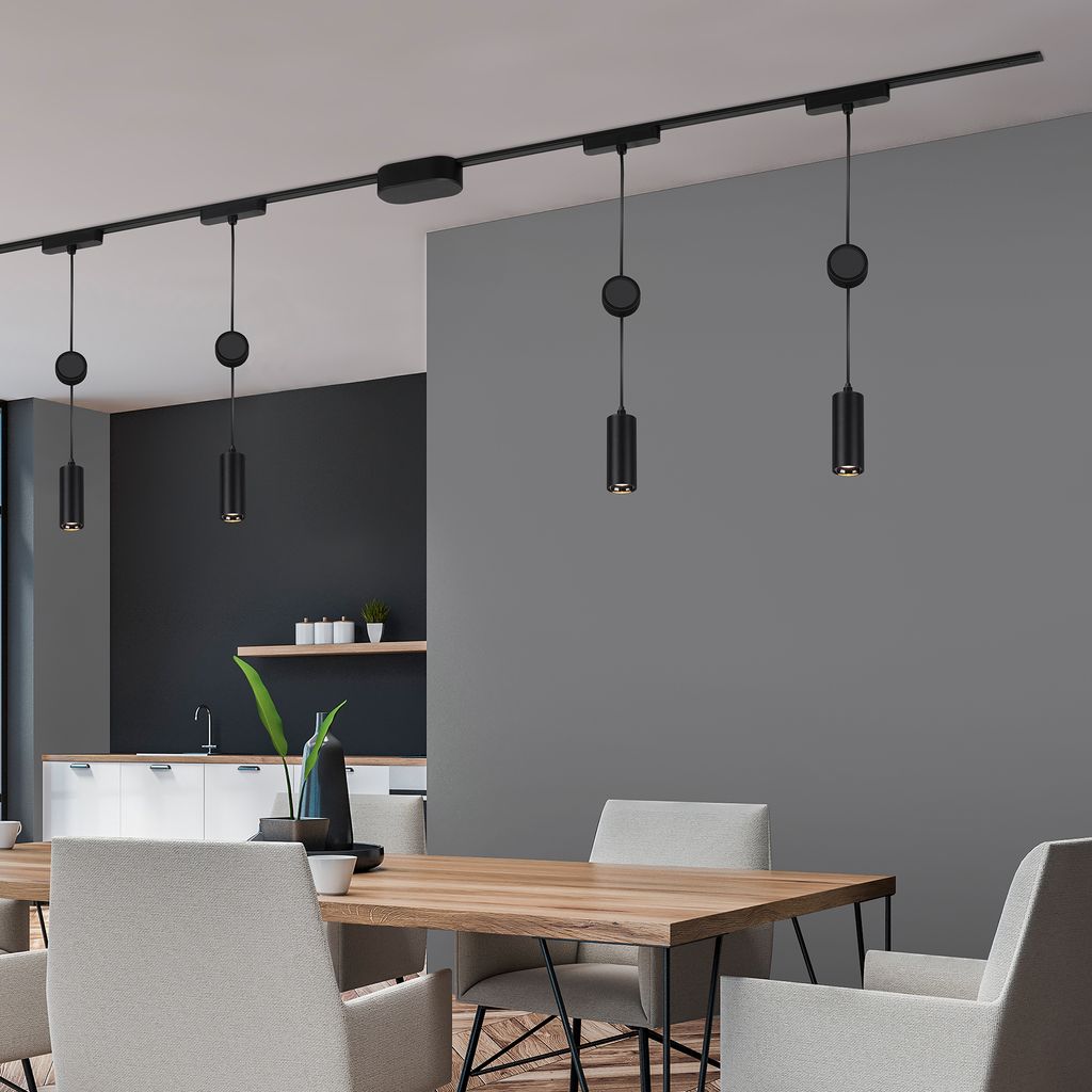 Briloner Luxtrail Schienensystem, Komplettset, 4x LED Pendel, Schwarz