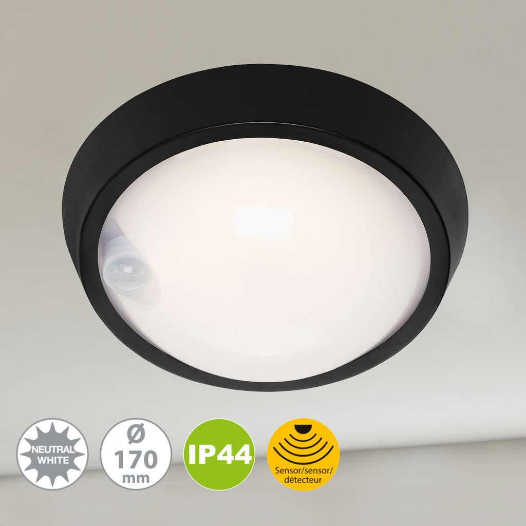 SENSOR LED Außenleuchte, Ø 17 cm, 12 W, Weiß