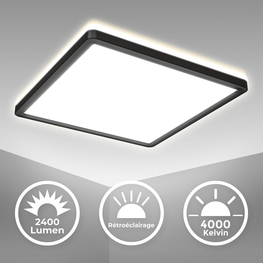 LED Panel 29,3x29,3 cm - 18W, 2400lm, flach, backlight, neutralweiß, schwarz