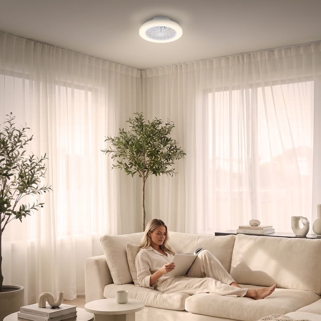 Pafo Ceiling Fan with Light - 24W, 2600lm, 5 Speeds, CCT, Dimmable, White