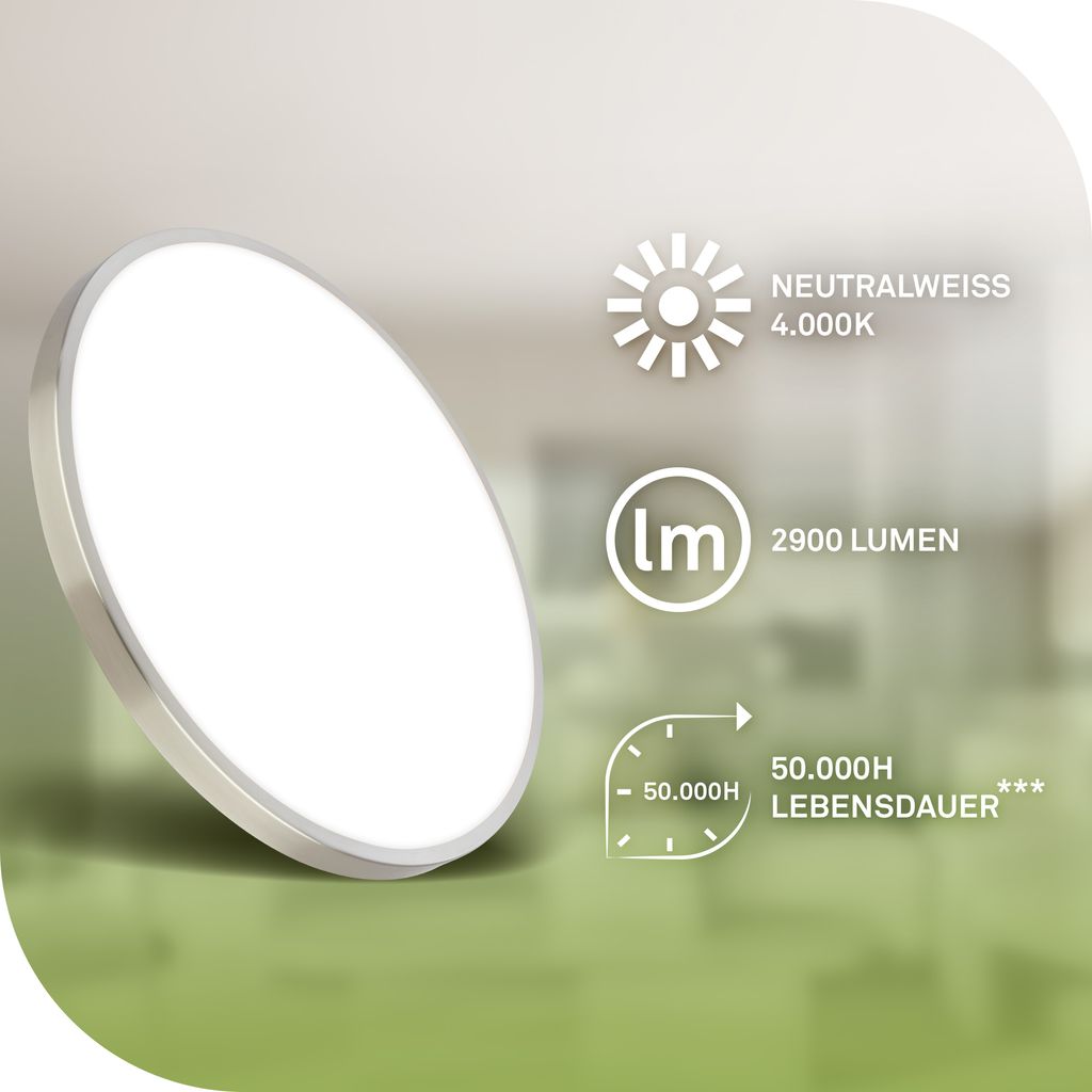 LED Ceiling Light Ø330mm, Aluminium Decor, 2900lm 4000K, Matte Nickel