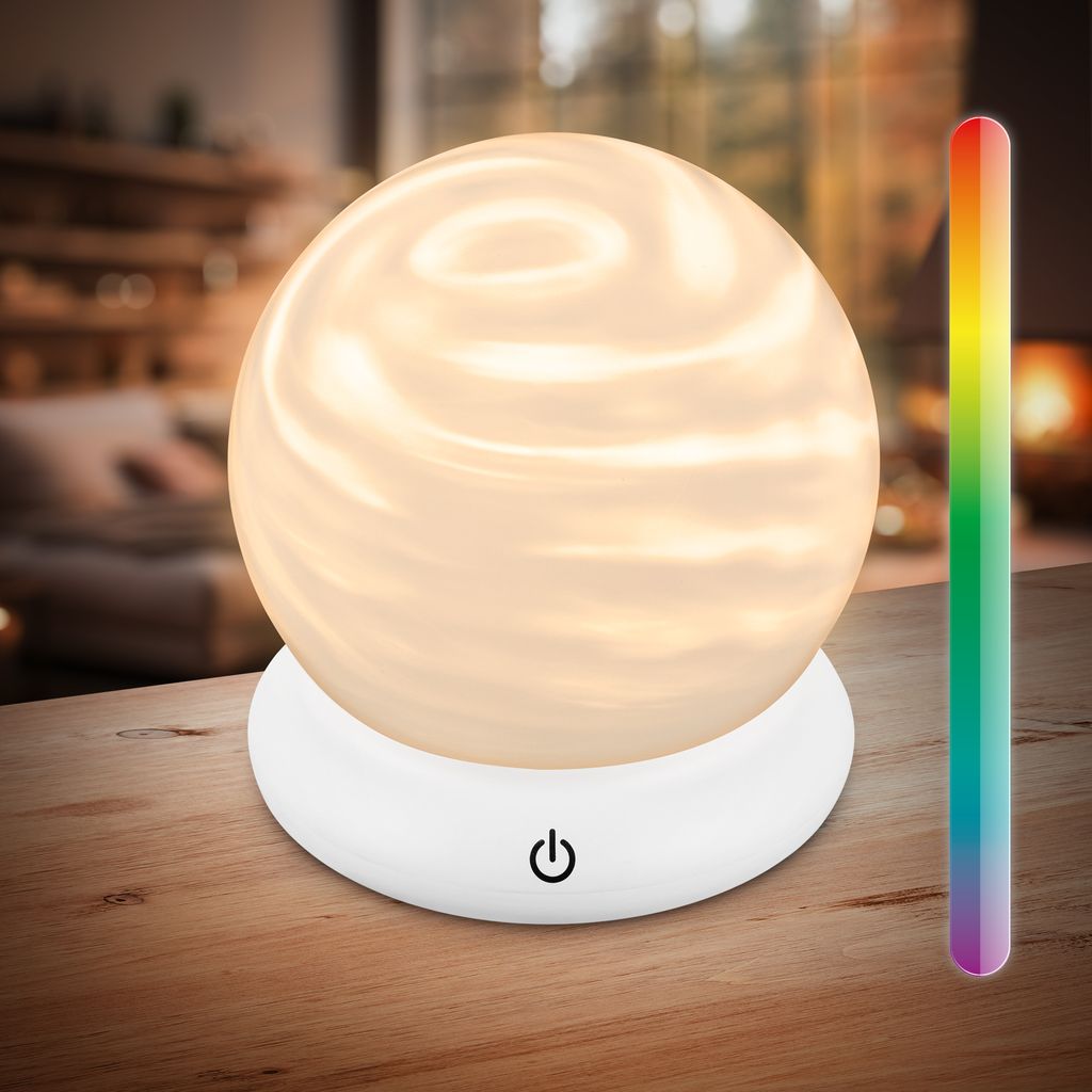 Lustro Tischleuchte - 0,45W, 40lm, Akku, LED, RGB, Warmweiß, Weiß