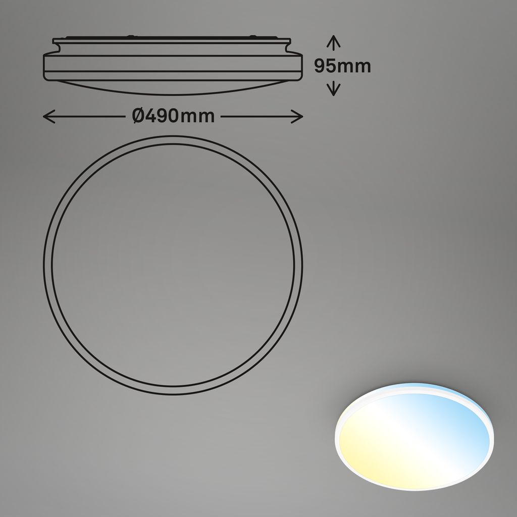 Briloner Pulup LED plafondlamp, traploos dimbaar, afstandsbediening, wit