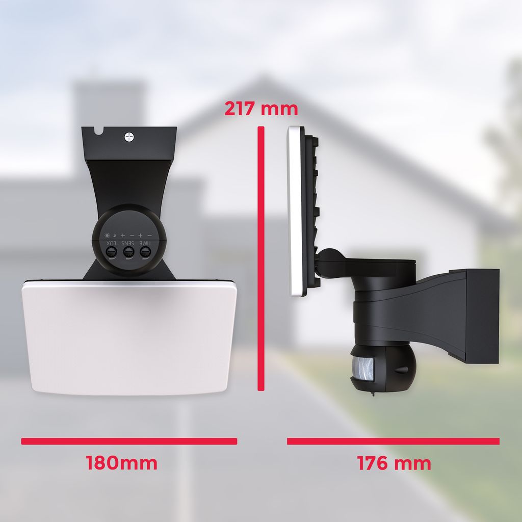 Außenstrahler - 20W, 2300lm, IP44, LED, mit Bewegungsmelder, neutralweiß, schwarz
