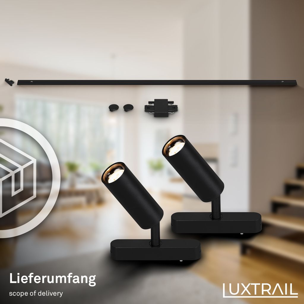 Briloner Luxtrail Schienensystem, Erweiterungsset, 2x LED Spots, Schwarz