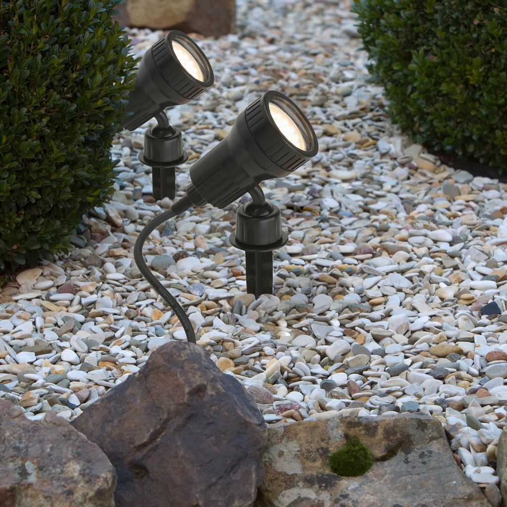 2er Set LED Außenleuchte, Erdspieß, 19,5 cm, GU10, 3W, 250lm, schwarz