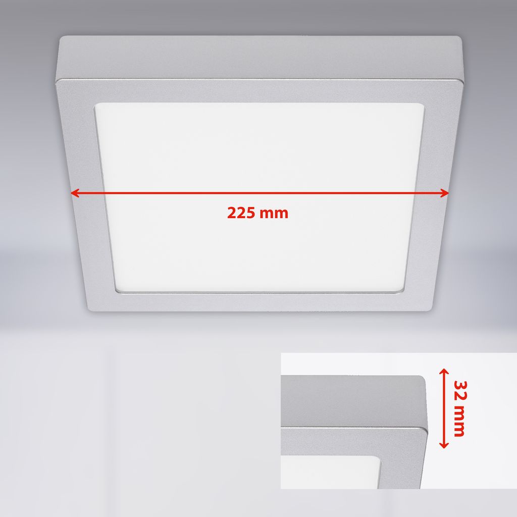 LED Aufbauleuchte Deckenlampe 16.5 W Quadratisch Chrom-Matt Briloner 21