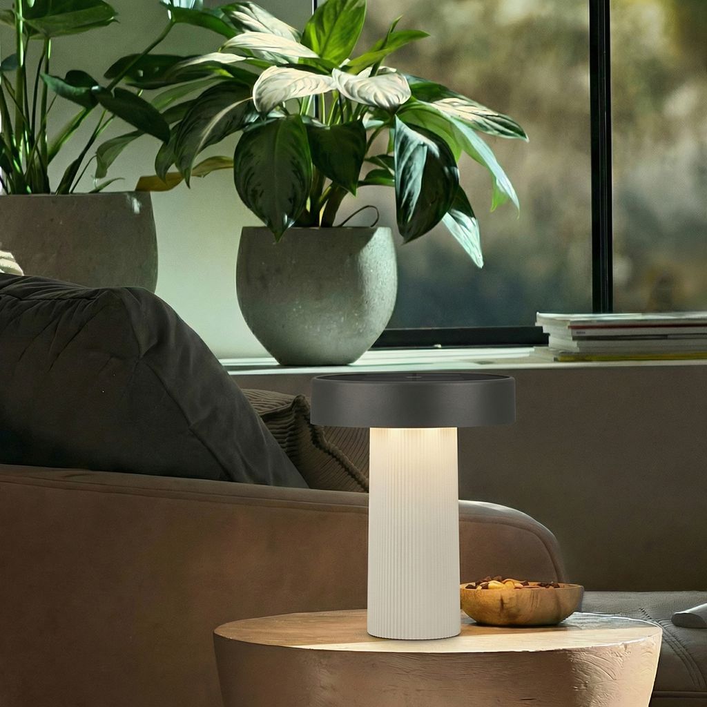 Poga Tischlampe - 1W, 150lm, Kabellos, LED, Dimmbar, Solar, Altweiß, Anthrazit
