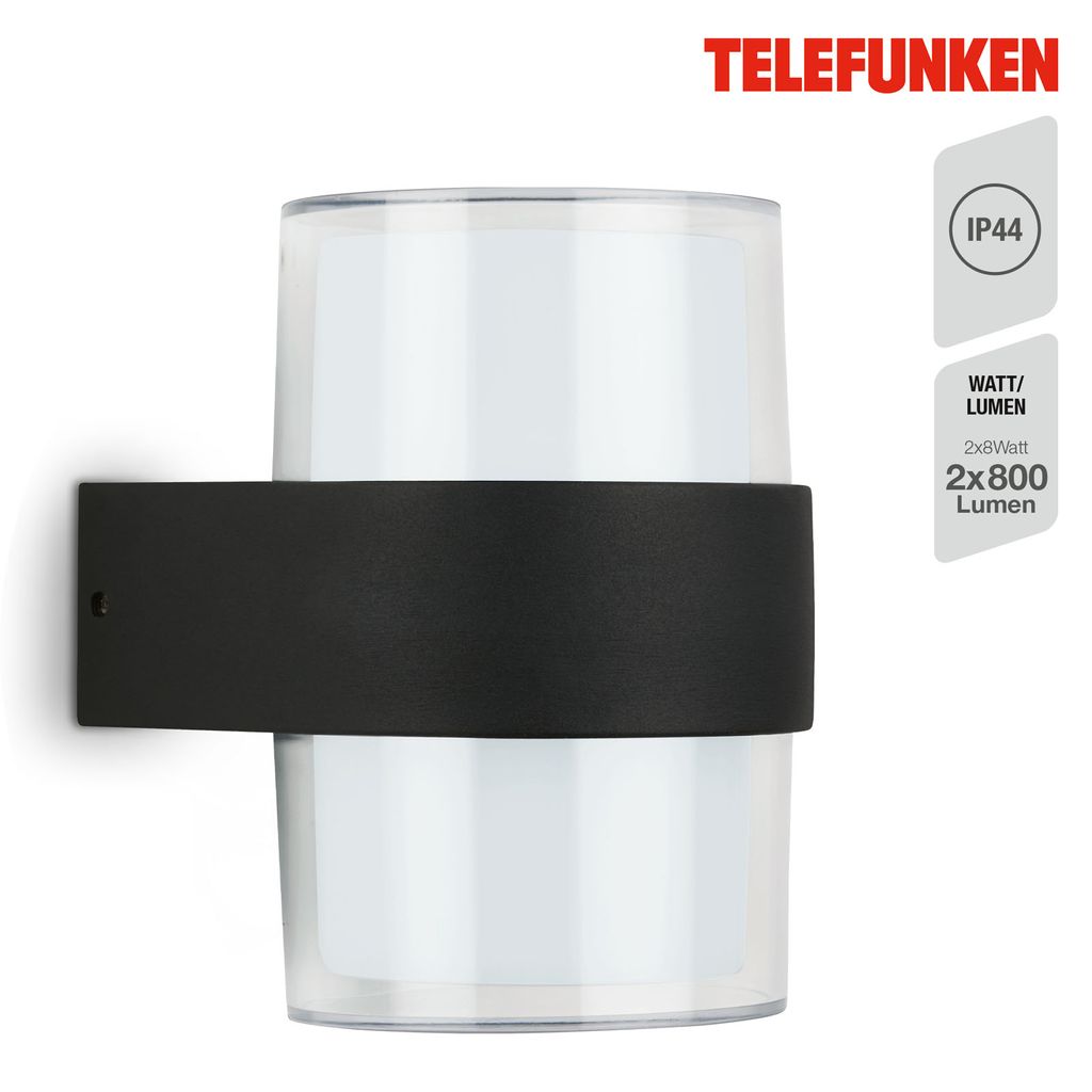 LED Außenleuchte, schwarz, 2xLED/8W