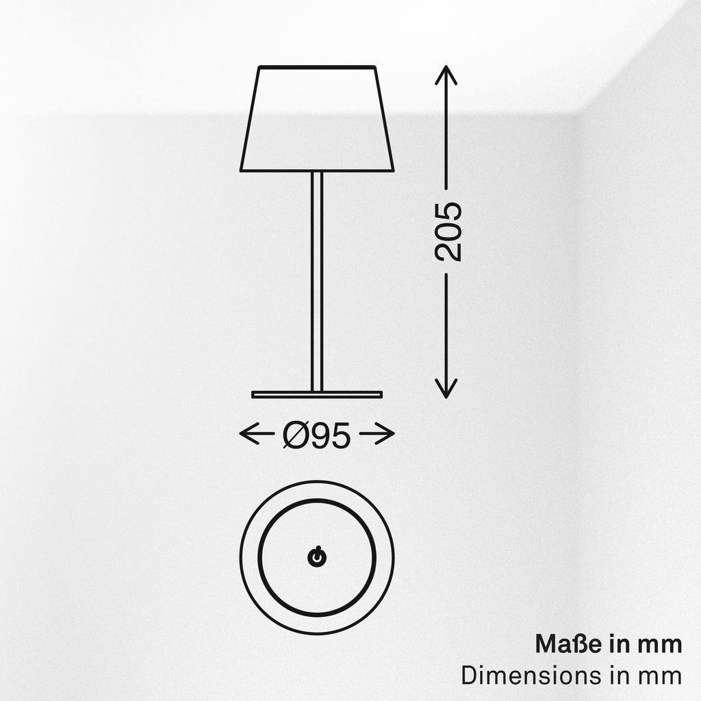 Nivo Tischlampe - 1,2W, 120lm, Kabellos, LED, Touch, Dimmbar, Schwarz