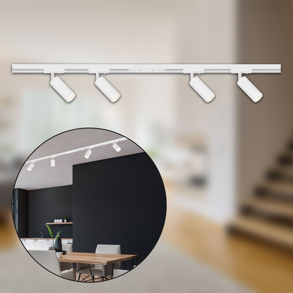 Briloner Rail Schienensystem, Komplettset, 4x LED Spots, Weiß