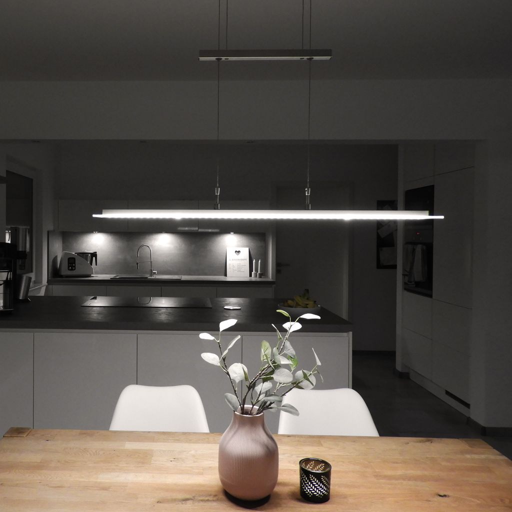 Pendelleuchte - 16W, 1750lm, LED, höhenverstellbar, dimmbar, warmweiß, matt-nickel