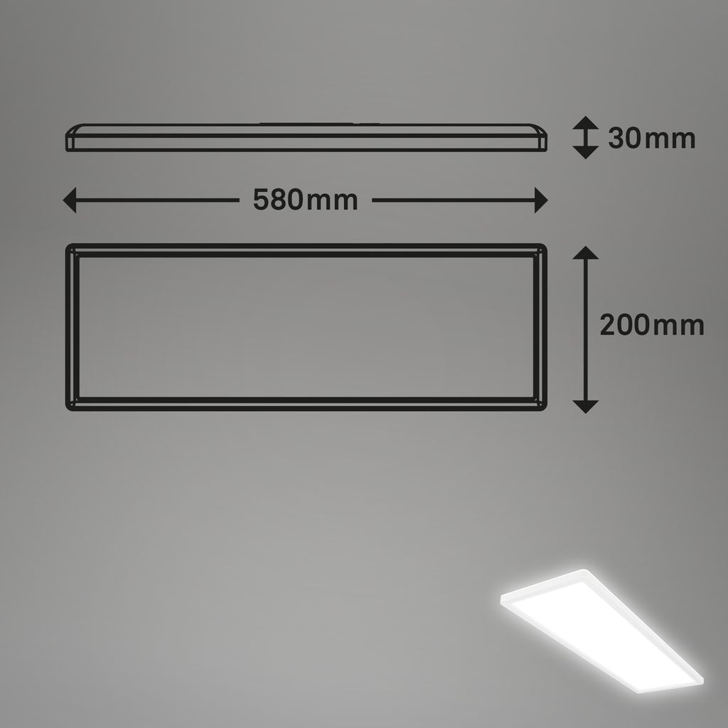 Ultraflache LED Deckenlampe mit Bewegungsmelder - IP44 LED Badlampe Badezimmerleuchte. Deckenpanel extra flach für Feuchträume. 58 x 20 x 3 cm (LxBxH) 6