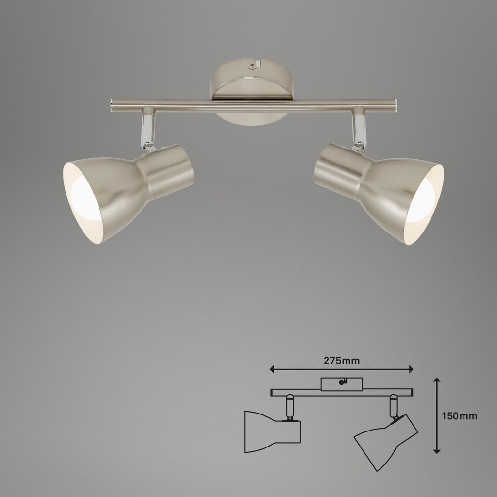 Deckenleuchte Spotleuchte Retro schwenkbar E14 25 W silber Metall Briloner 21