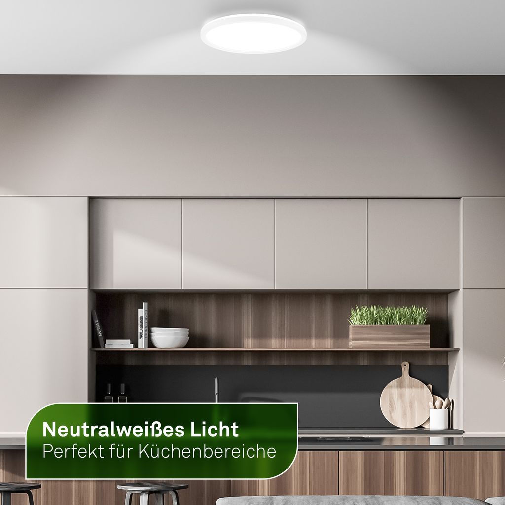 LED Deckenlampe, mit EEK A Lichtquelle*, Backlight, Weiß 3