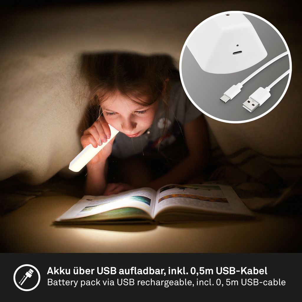 LED Akku-Tischleuchte, 30 cm, Memory, 7W, 700lm, weiß