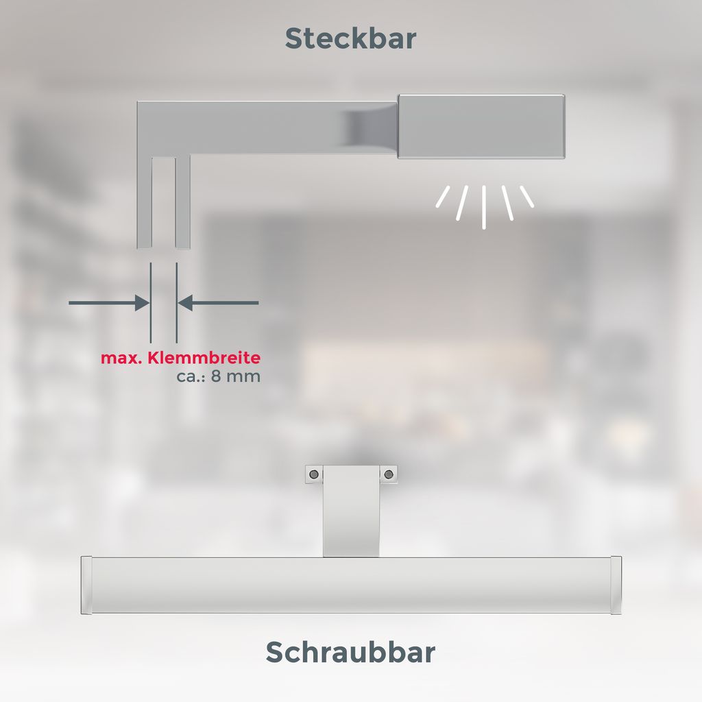 Spiegelleuchte - 7W, 600lm, LED, 2 in 1 Montage, 40cm, neutralweiß, chrom