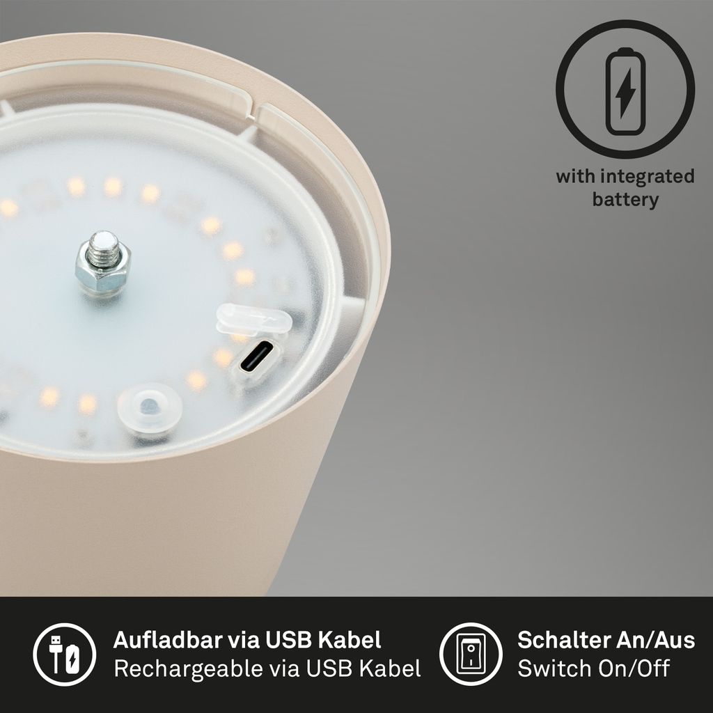Tischlampe Akku Tischleuchte Kabellos Touch höhenverstellbar Akku tauschbar 7