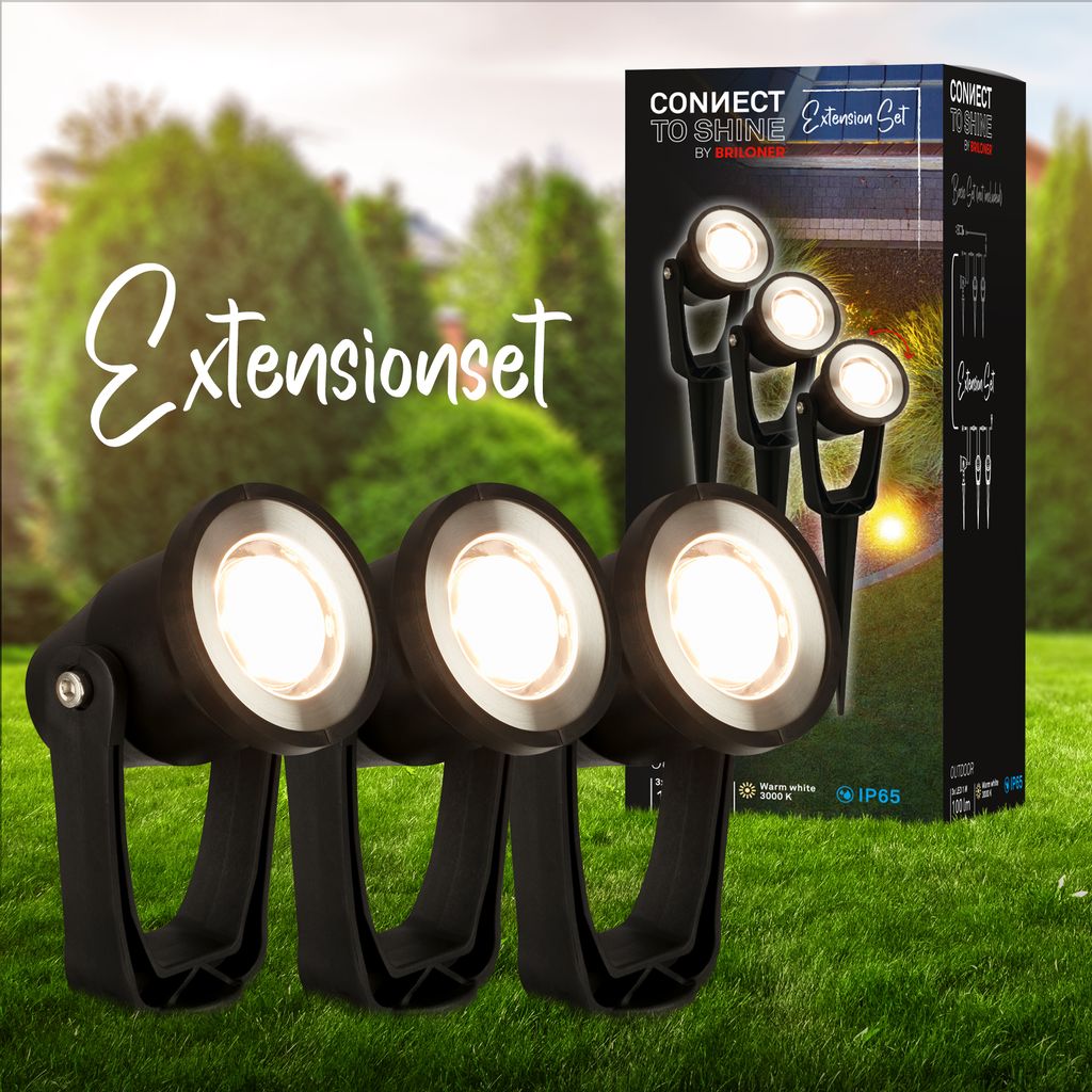 CONNECT TO SHINE Erweiterungsset Lilis mit 3er Set LED Gartenstrahler, IP65