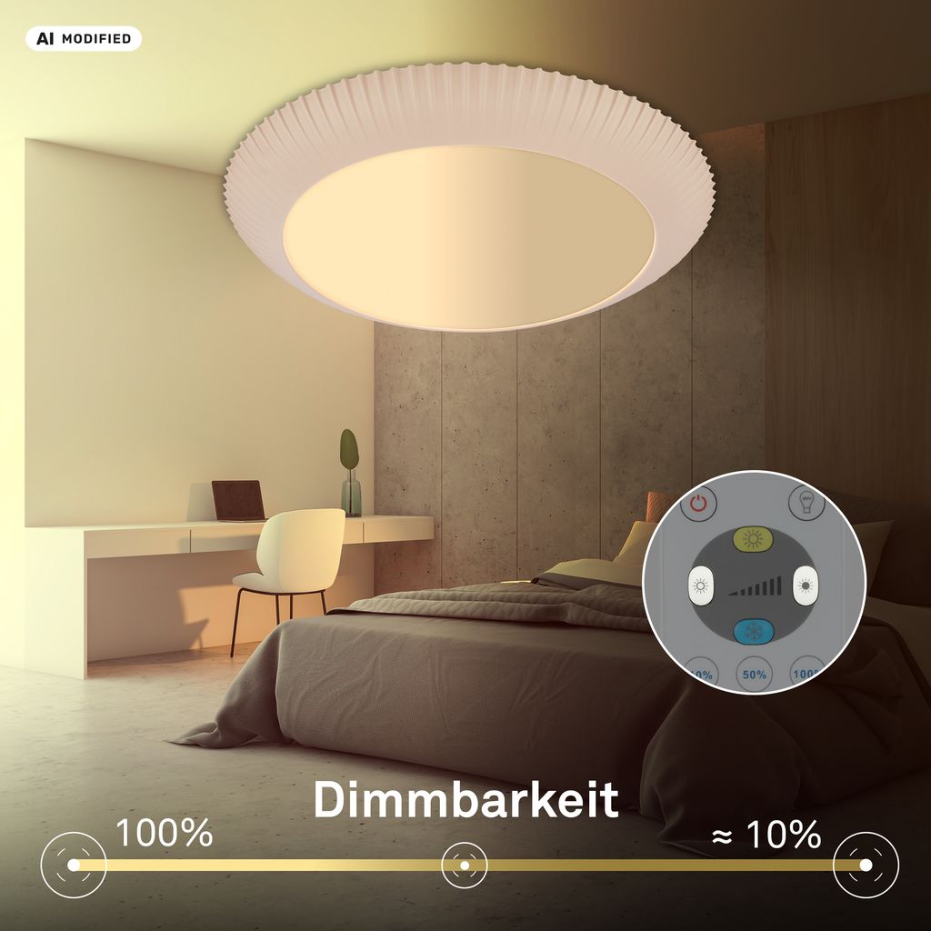 Solea Deckenlampe Ø46 cm - 18W, 2800lm, LED, Dimmbar, Fernbedienung, CCT, Beige