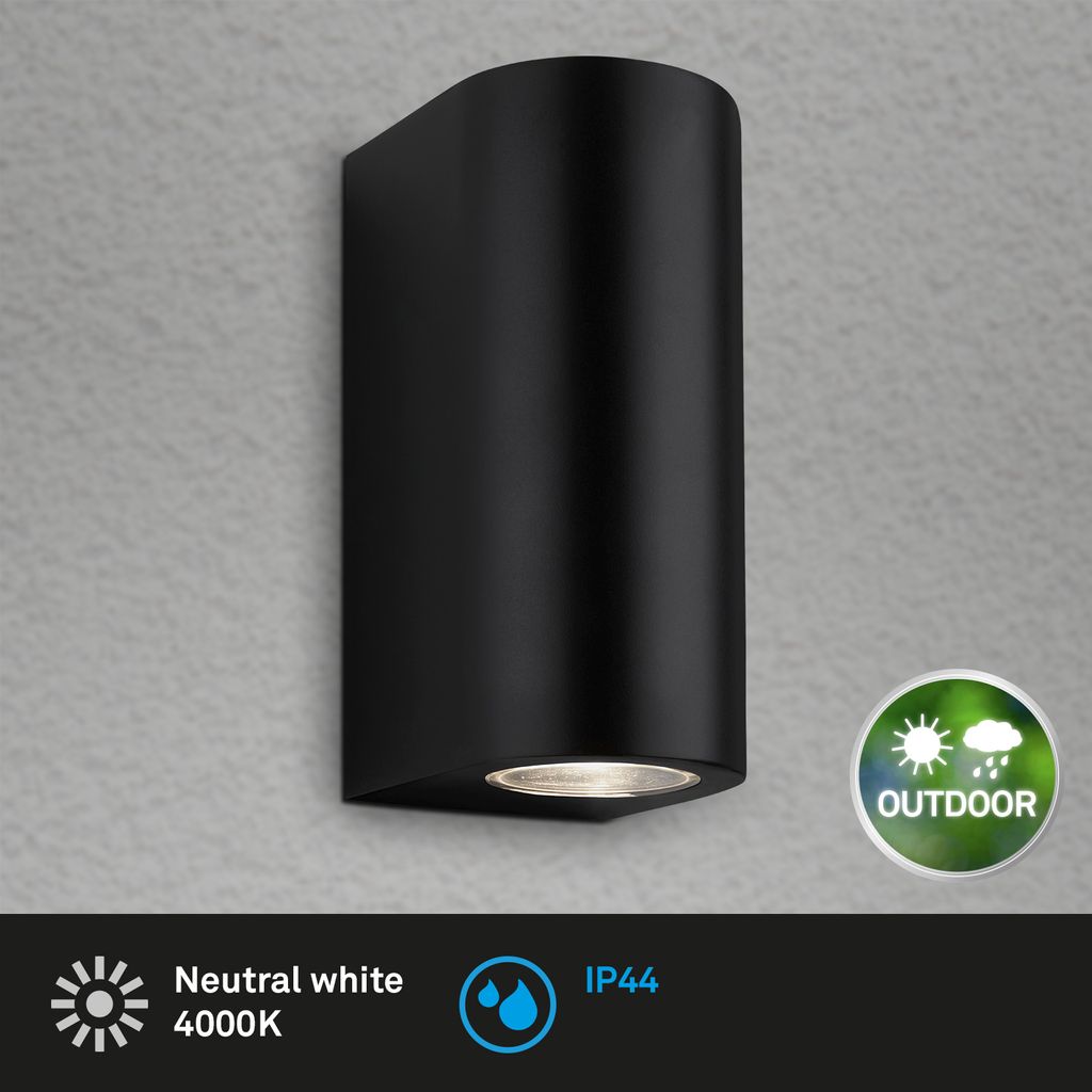 LED Außenleuchte, 15,5 cm, 2x GU10, 4,7 W, schwarz