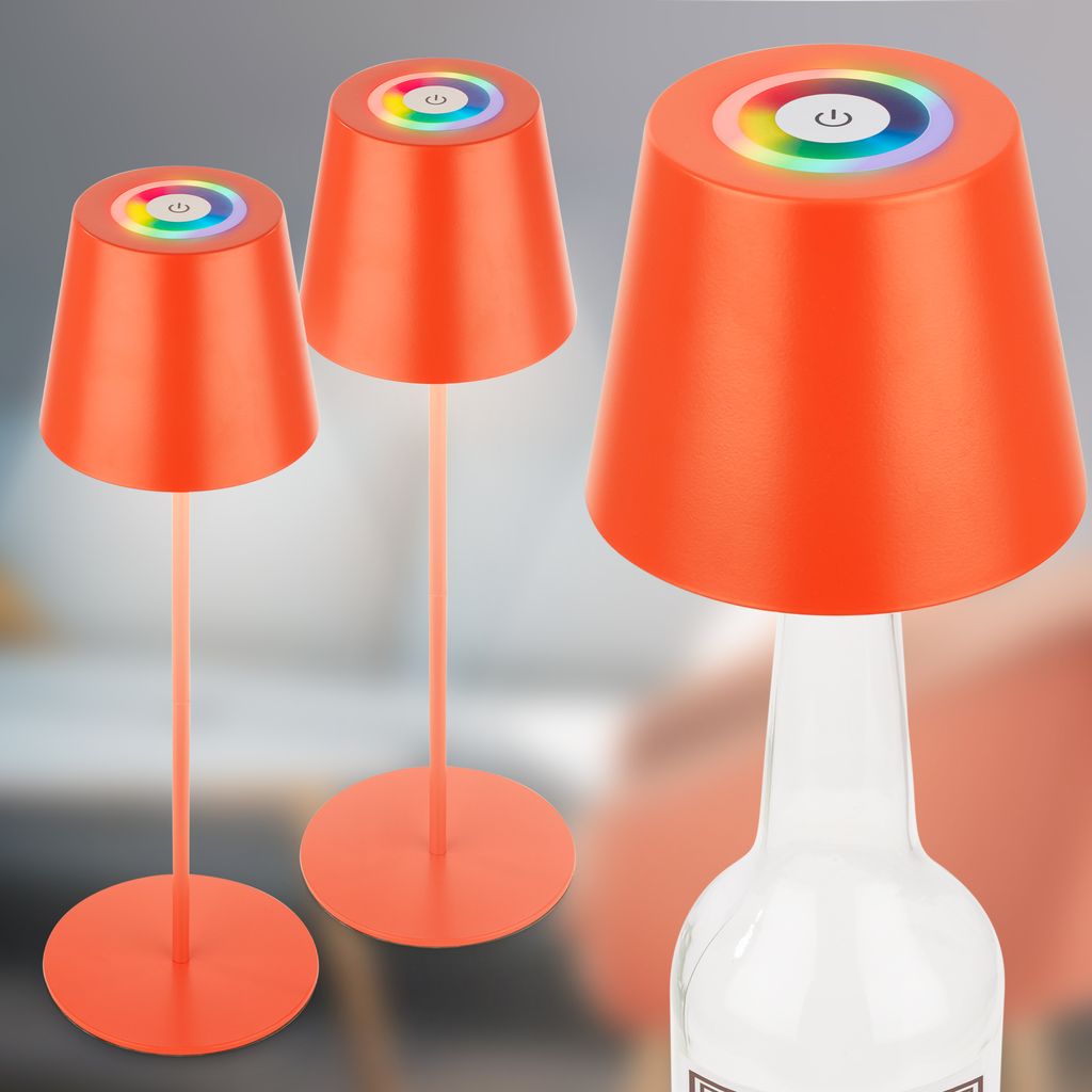 Calida Tischlampe - 2,5W, 200lm, Akku, LED, Dimmbar, RGBW, Flaschenaufsatz, Orange