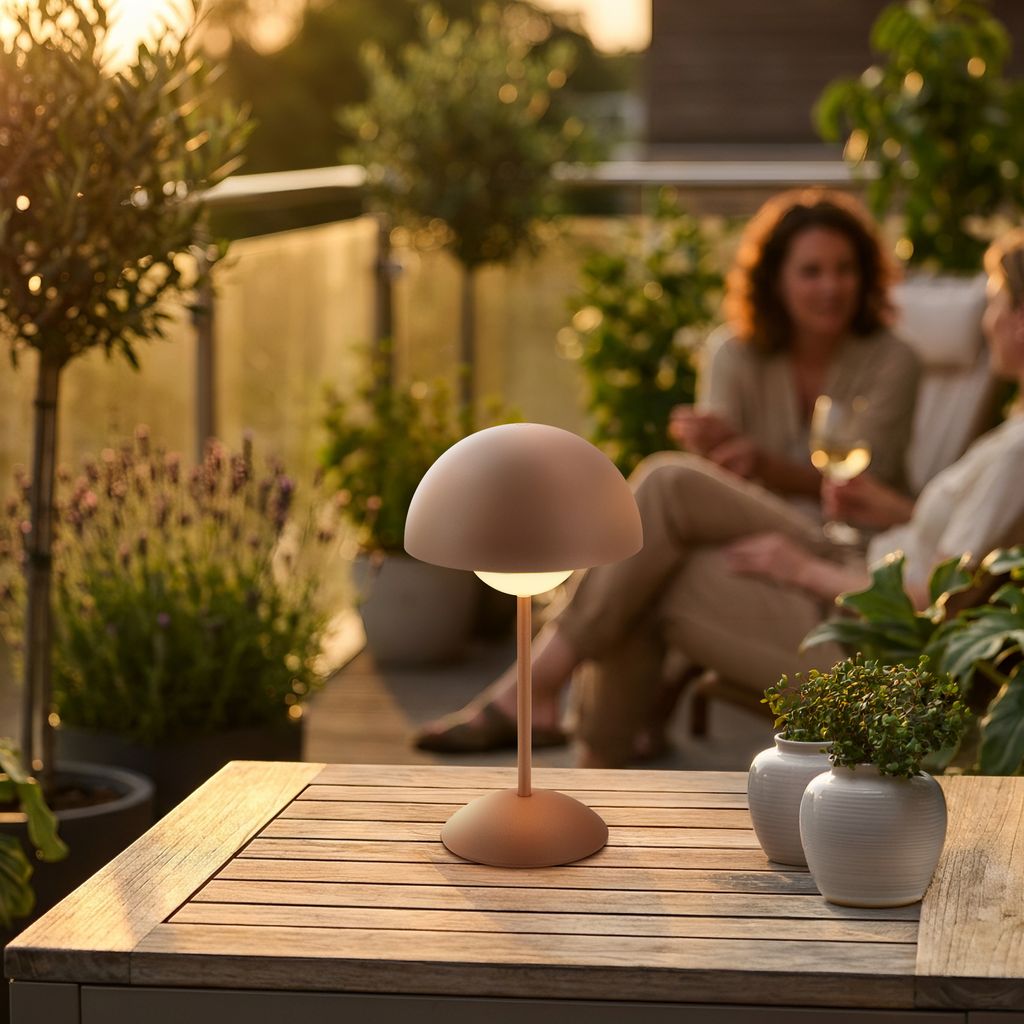 Kugle tafellamp - 3W, 250lm, snoerloos, LED, dimbaar, Touch, warm wit, koffie