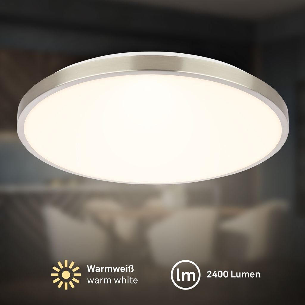 Competo Deckenleuchte Ø33 cm - 22W, 2400lm, LED, Warmweiß, Nickel-Matt
