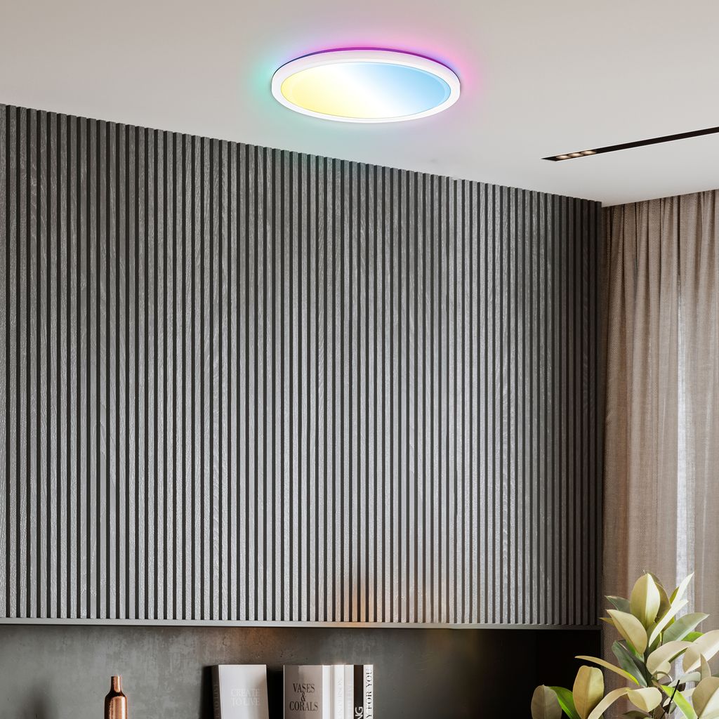 LED Panel Ø29 cm - 18W, 2400lm, dimmbar, Fernbedienung, CCT, RGB, weiß