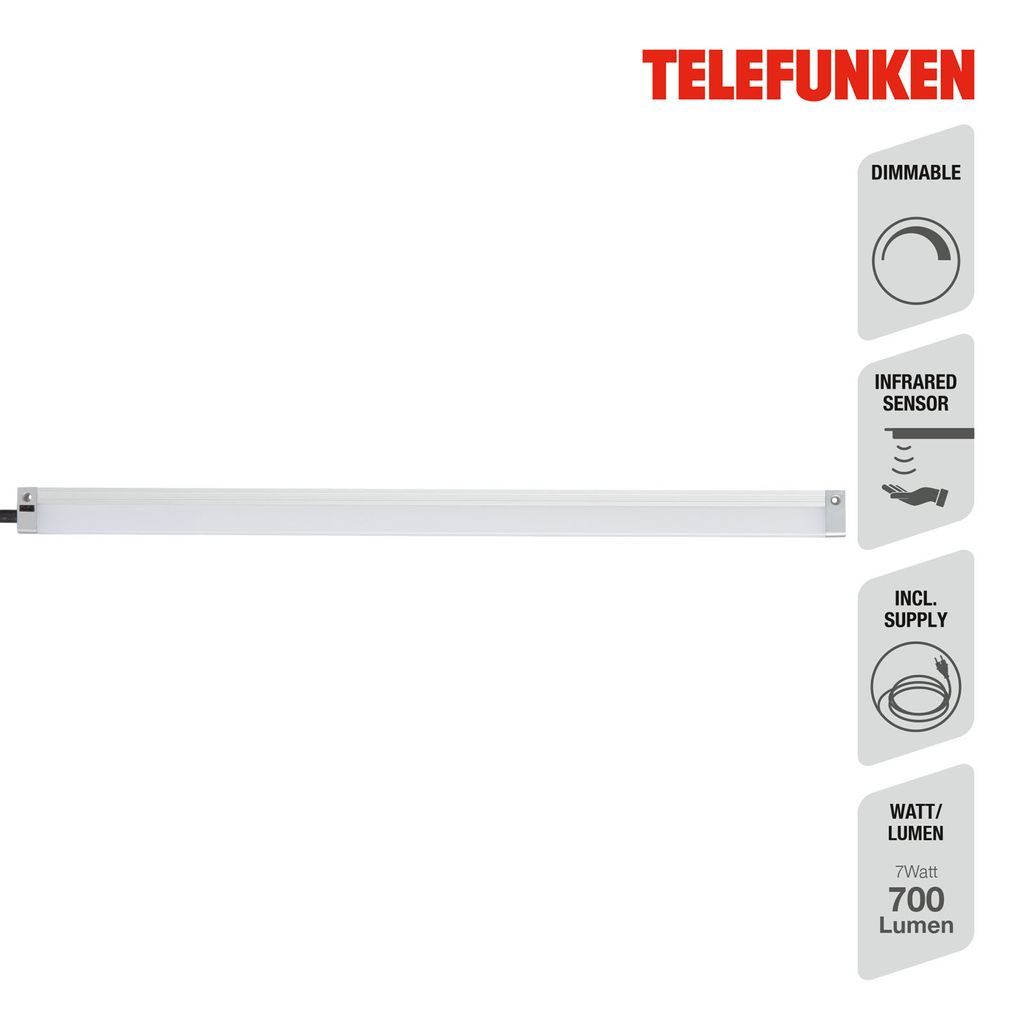 Telefunken Sensor Unterbauleuchte, 50 cm, 8 W, 650 lm, Silber