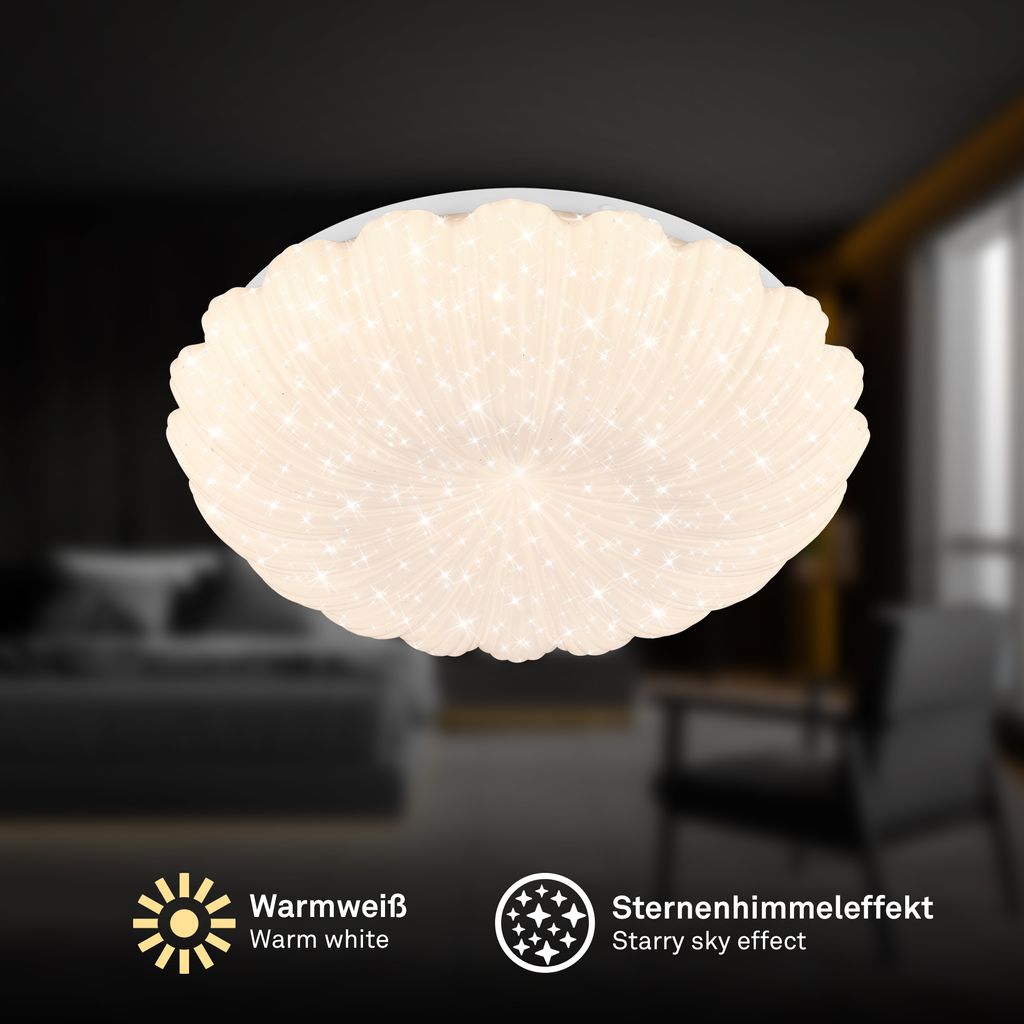 Cosmo Deckenlampe Ø28,5 cm - 16,5W, 1700lm, LED, Warmweiß, Sternenhimmel, Weiß