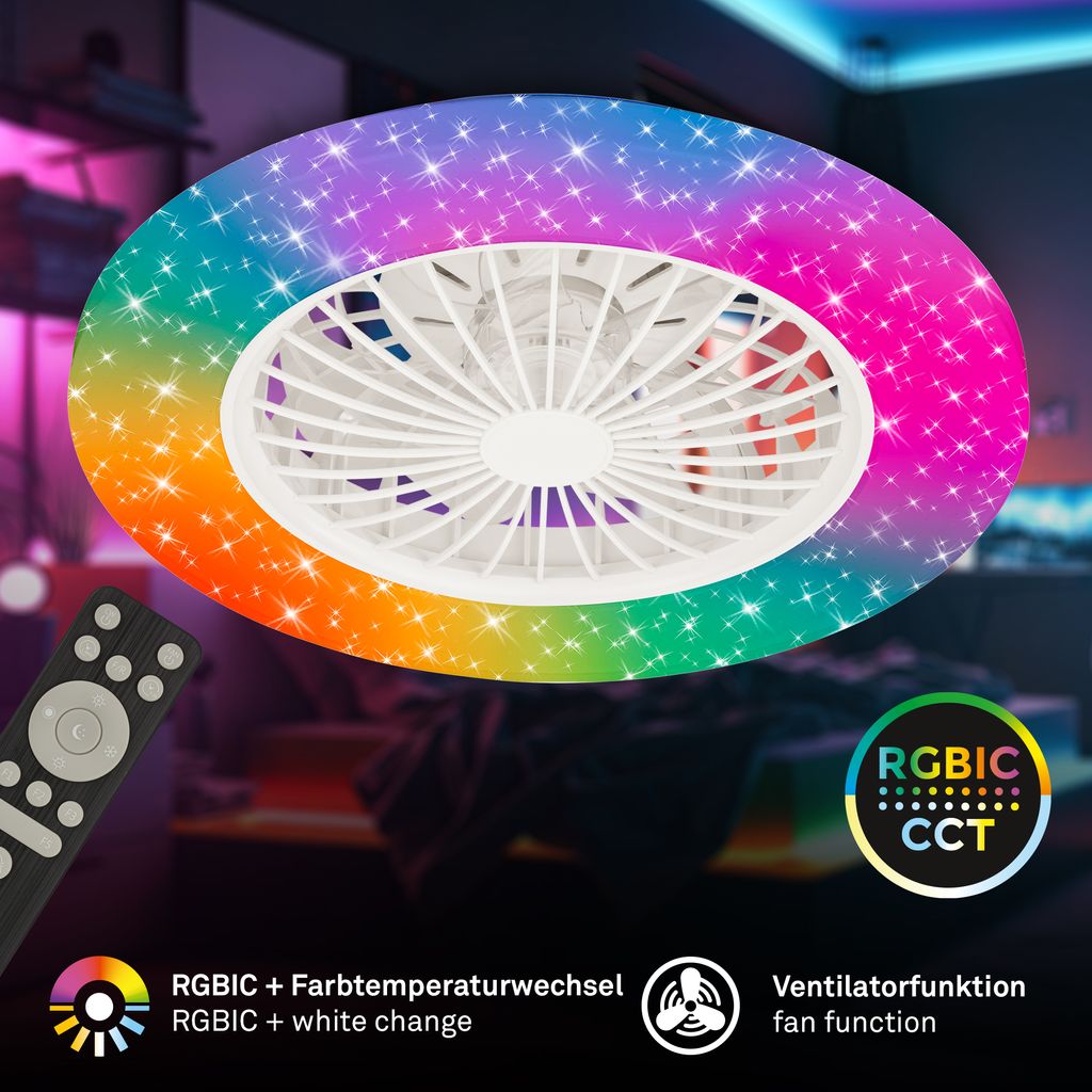 LED Deckenlampe Ventilator Deckenventilator Dimmbar Fernbedienung CCT RGB 48.5cm 3
