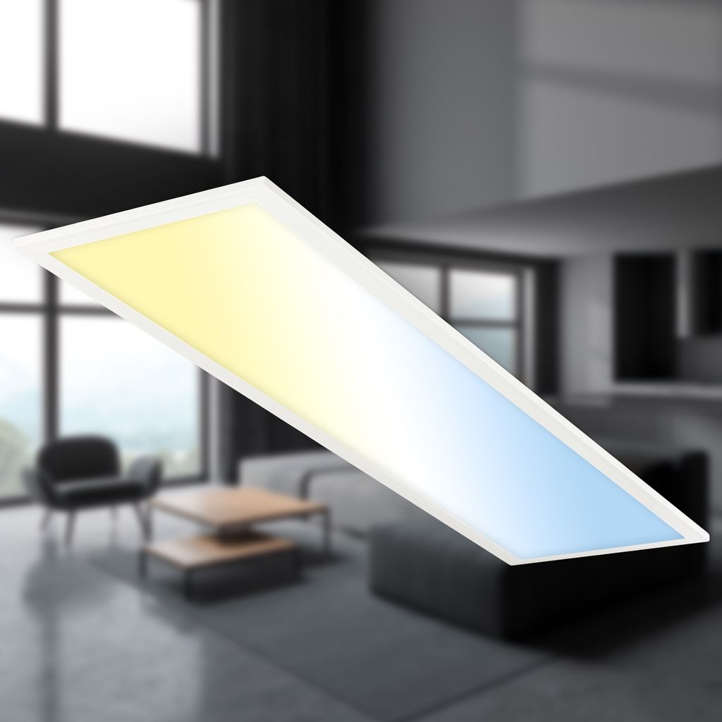 Piatto LED Panel 100x25 cm - 24W, 2600lm, Dimmbar, Fernbedienung, CCT, Weiß