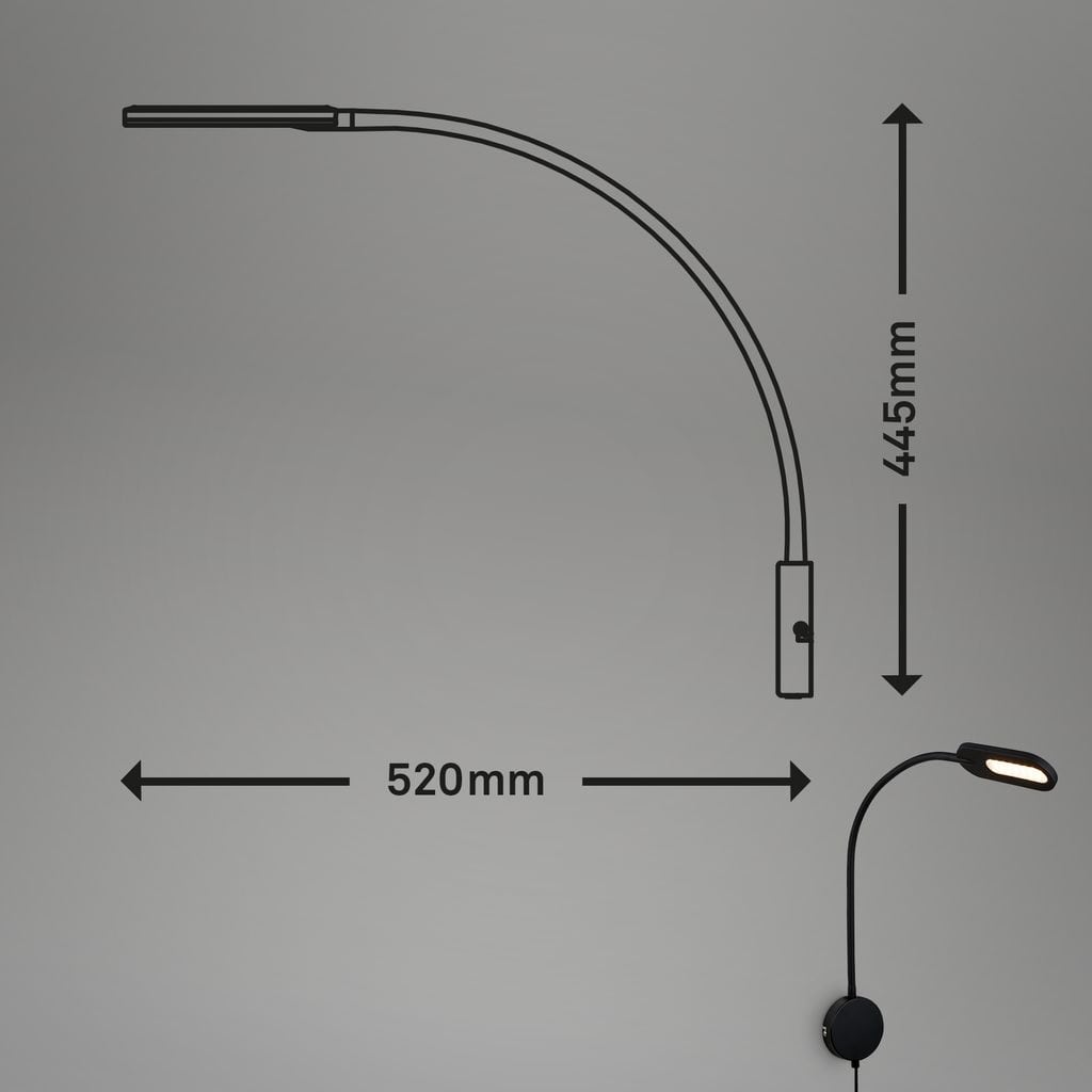 Wandleuchte, 52 cm, 6W, 650lm, schwarz