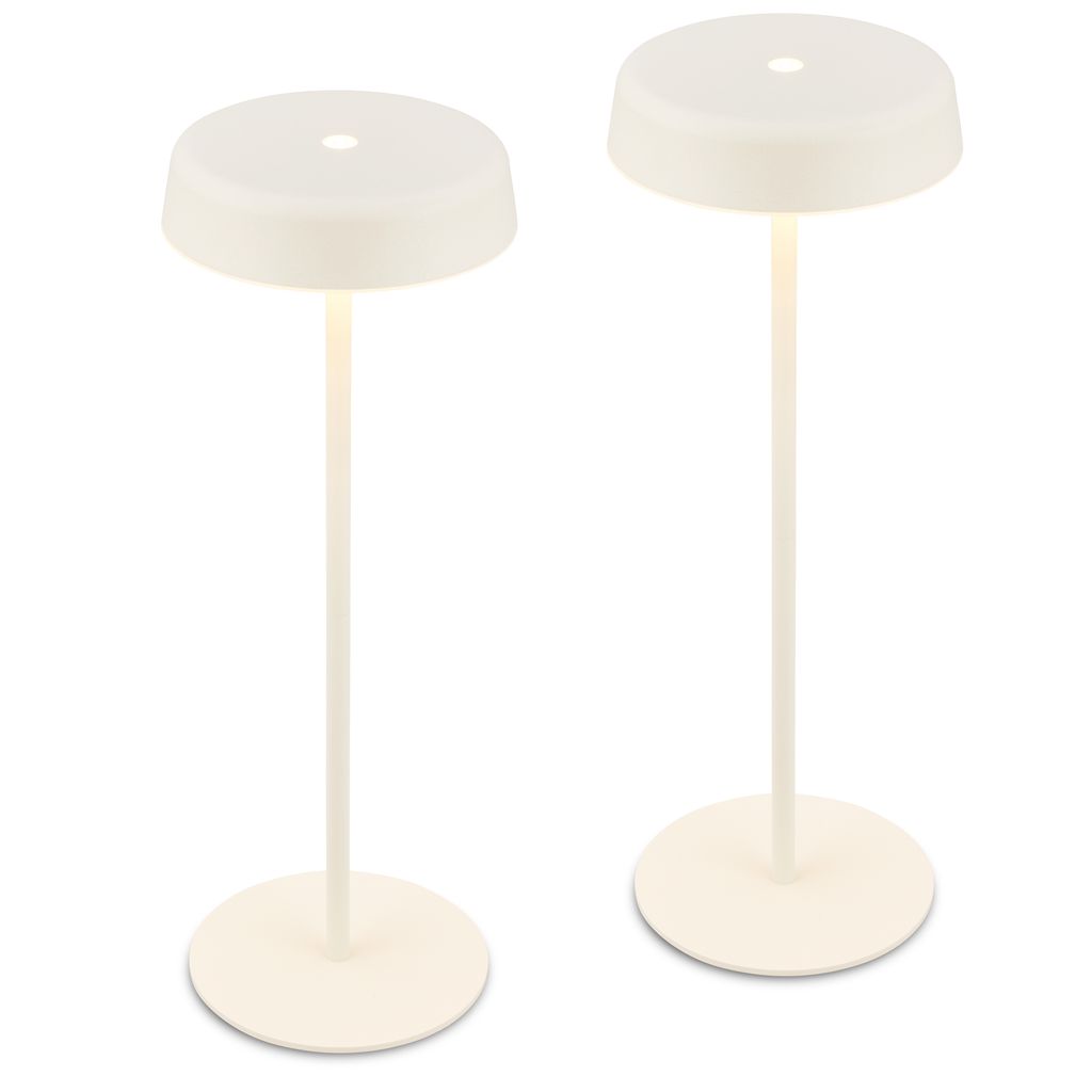 Briloner Pala Tischlampe 2er Set - 2,6W, 280lm, Kabellos, LED, Touch, Dimmbar, Altweiß
