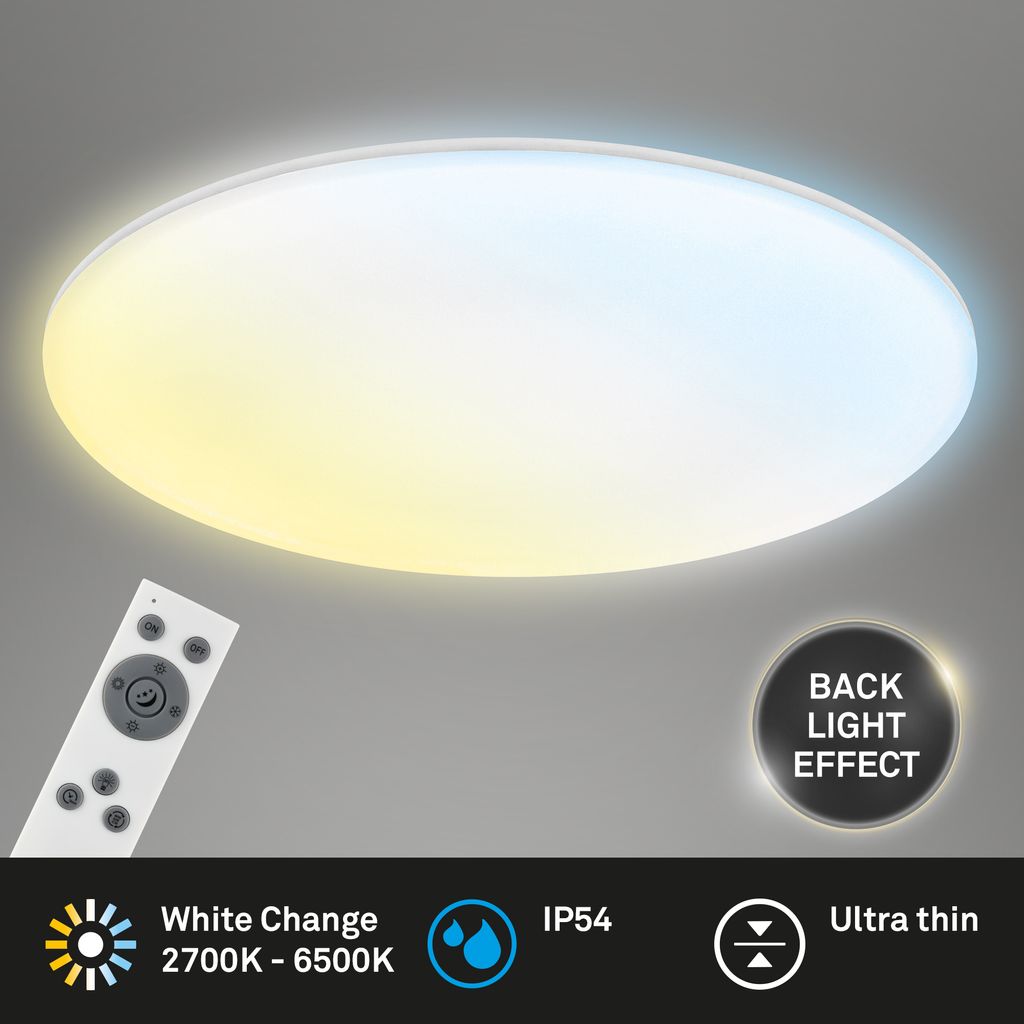 Rowny LED Badlampe, Fernbedienung, Dimmbar, CCT Funktion, Backlight, Rund 45 cm, Weiß