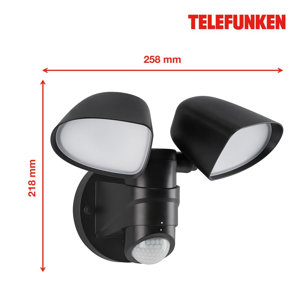 LED Außenleuchte Außenlampe Bewegungsmelder 10W schwarz Kunststoff Telefunken 21