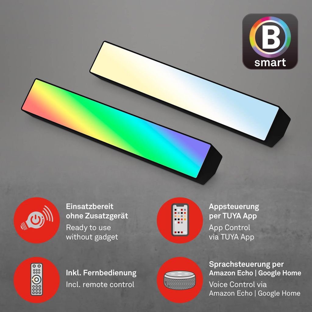LED RVB applique murale connectée 25,5 cm 9W 850lm noir