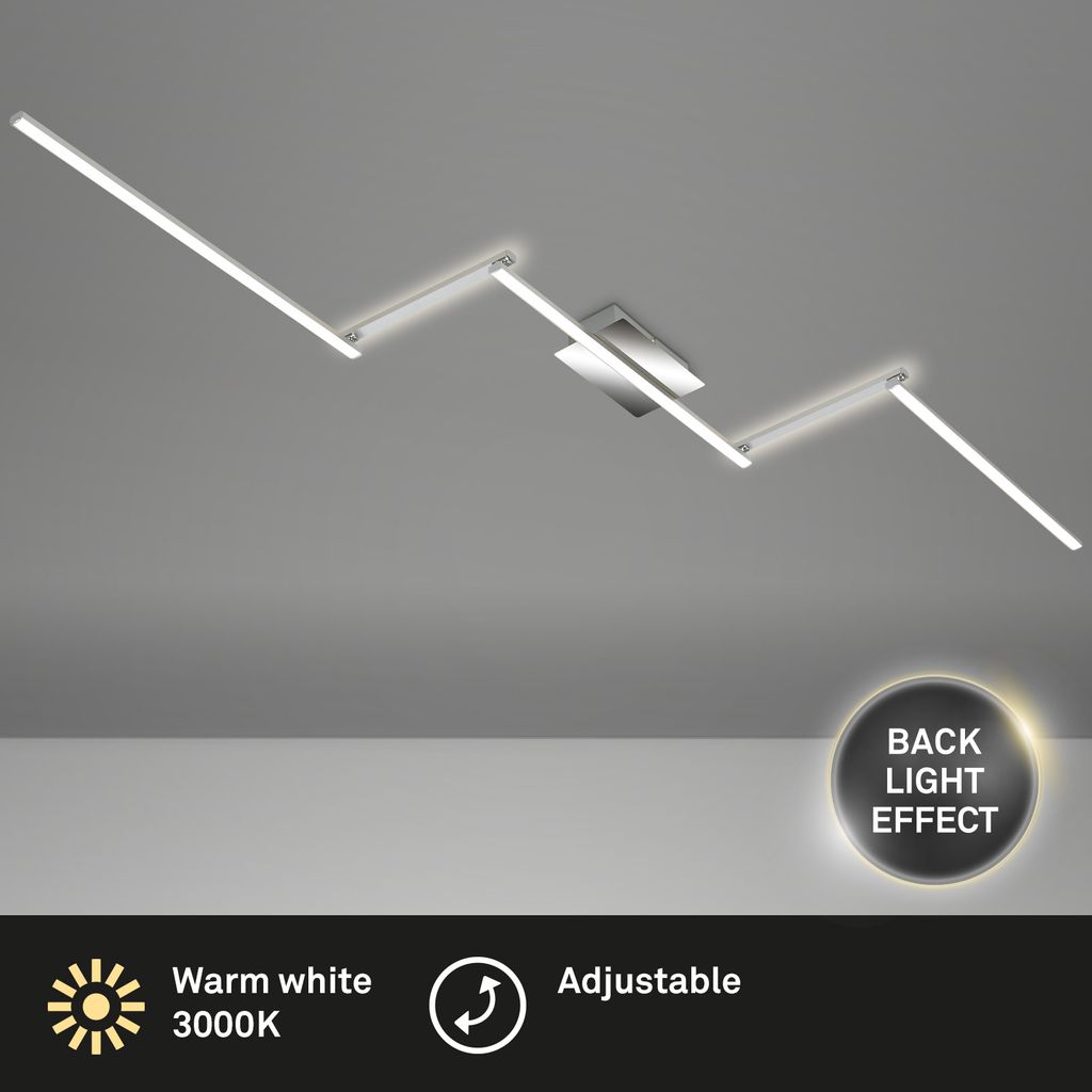 BRILONER STAFF LED Deckenleuchte. Schwenkbar. Warmweißes Licht. indirektes Licht. silberfarbig. 227.2 x 12 x 5 cm 1