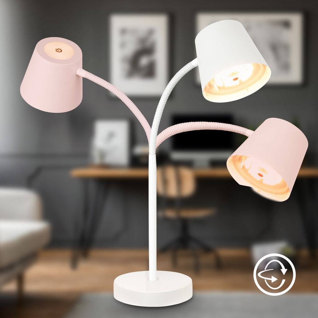 Briloner Biwo LED Tischlampe kabellos, Dimmbar, Schwenkbar, Weiß