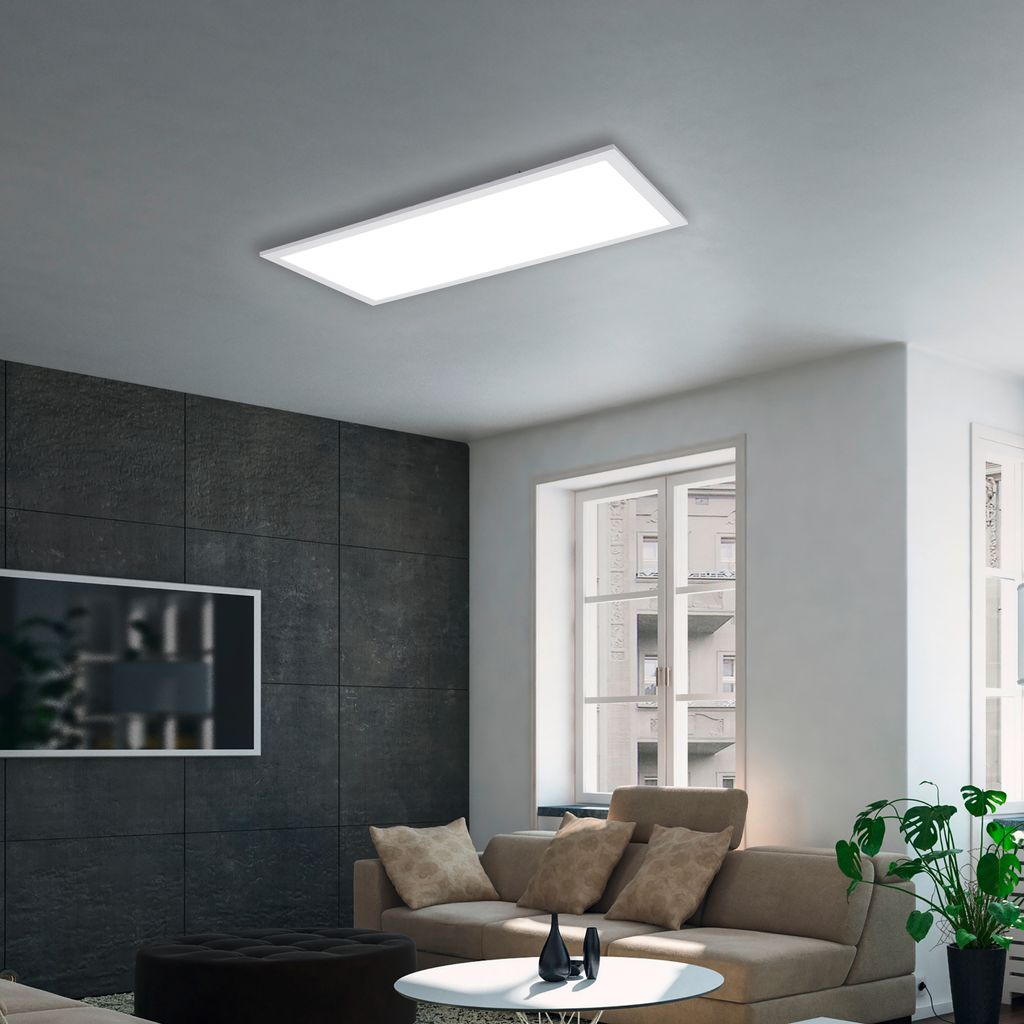 Briloner Simple LED Deckenleuchte, LED Panel Flach, Eckig, 59,5x29,5 cm, Weiß
