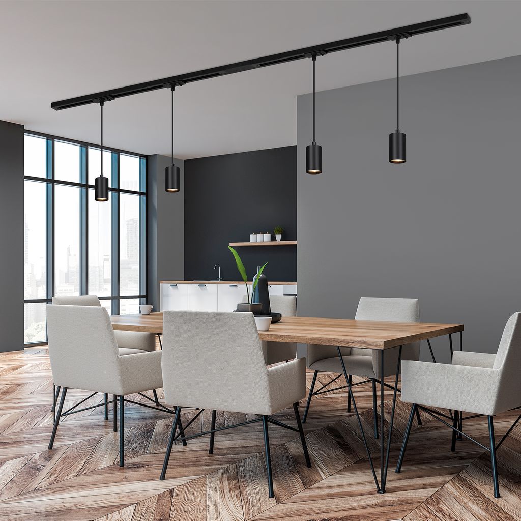 Briloner Rail Schienensystem. Komplettset. 4x GU10 Pendel. Einspeisung. Schwarz. 1.5 m 4