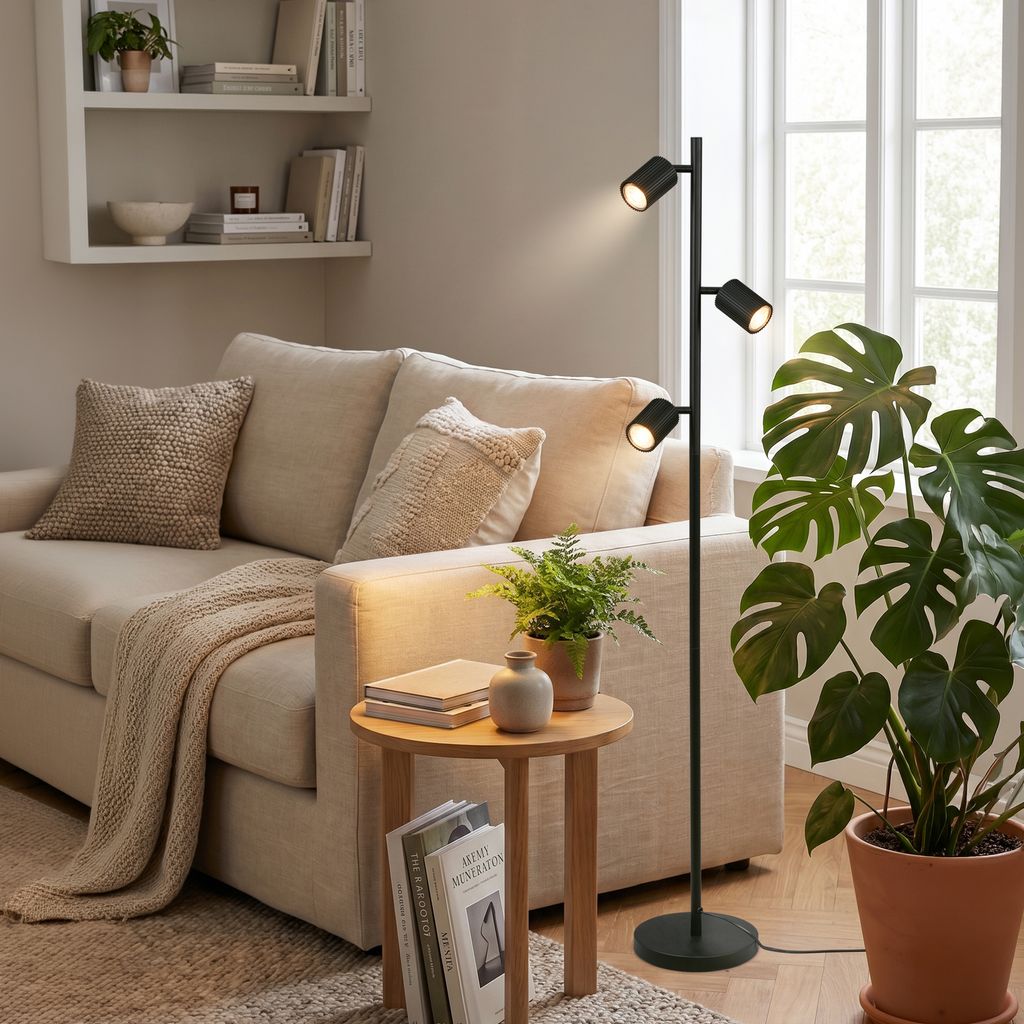 Ida Stehlampe - Schalter, Schwenkbar, GU10 Fassung, max. 9W, Schwarz