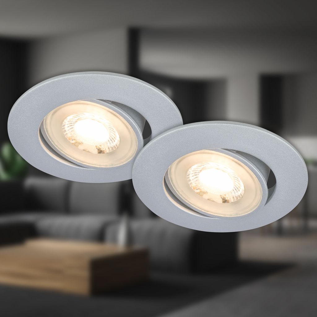 Besi Einbaustrahler 68mm 2er Set - 230V, 4,8W, 420lm, LED, Warmweiß, Chrom-matt