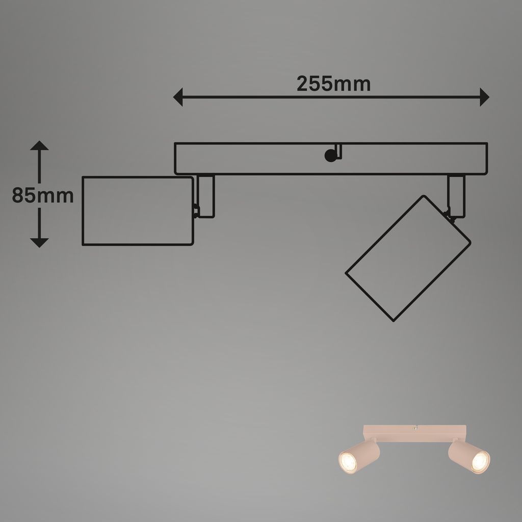 Tib Deckenstrahler, Schwenkbar, On/Off via Wandschalter, 2-flammig, Beige