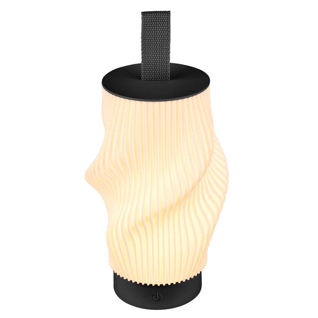 Tubi Tischleuchte - 2W, 150lm, Akku, LED, Touch, Dimmbar, 3D-Druck, Schwarz