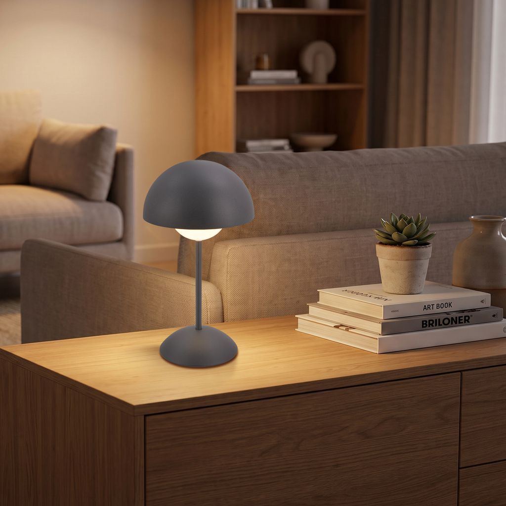 Kugle Tischlampe - 3W, 250lm, Kabellos, LED, Dimmbar, Touch, Warmweiß, Anthrazit
