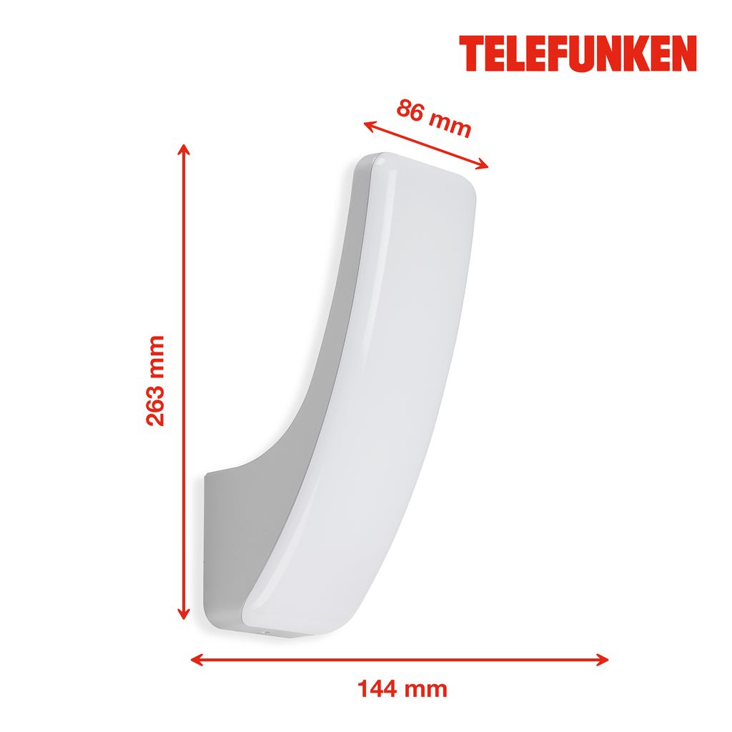 TELEFUNKEN LED Außenleuchte 26,3 cm 15W 1800lm silber