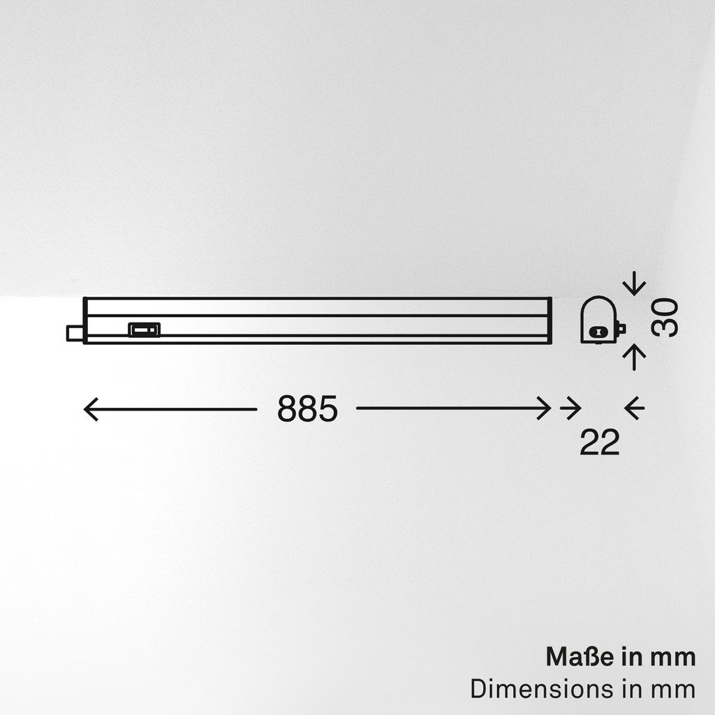 LED Unterbauleuchte 87,3 cm 10W, 1100lm, Neutralweiß, An-/Aus-Schalter, erweiterbar, Weiß