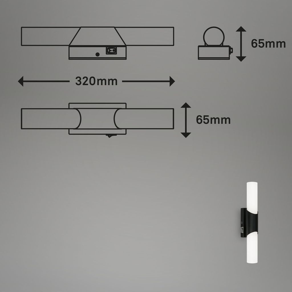 LED Wandleuchte 32 cm 6,5W 700lm schwarz